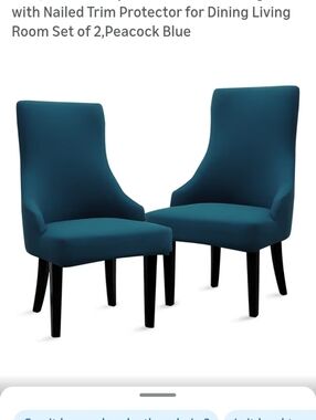New Set of 2 Peacock Blue Dining Chair Covers